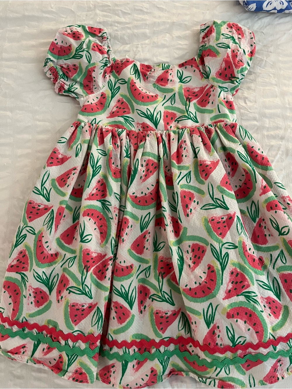 Isaac Mizrahi White Dress with Pink Watermelon Print and Green Accents